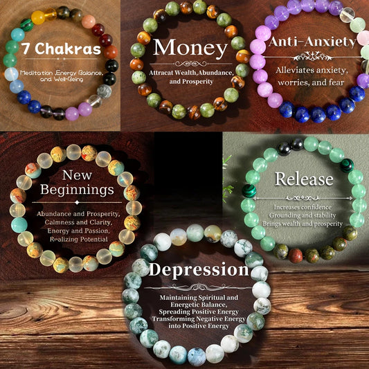 Natural Stone Symbolic Beaded Bracelet Collection