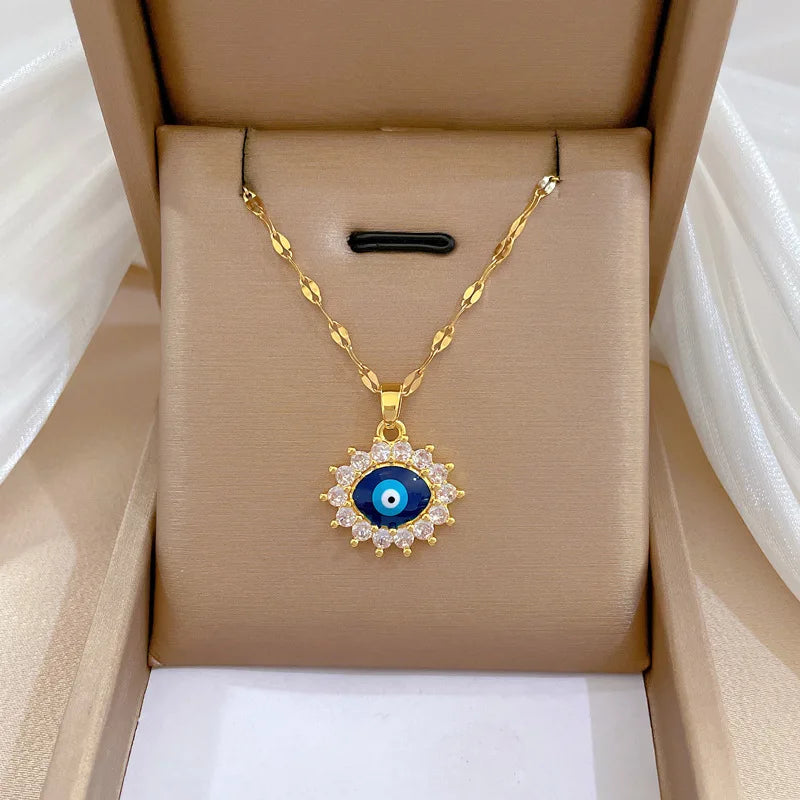 New Trendy Boho Evil Eye Stainless Steel Necklace Collection