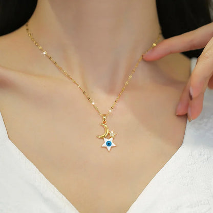 New Trendy Boho Evil Eye Stainless Steel Necklace Collection