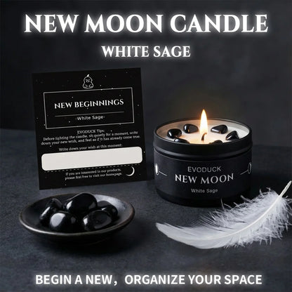 1pc New Moon Scented Candle with Black Crystal Chips