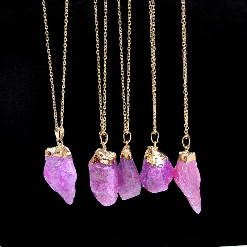 Irregular Amethyst and Citrine Gemstone Necklaces