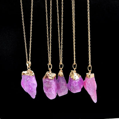 Irregular Amethyst and Citrine Gemstone Necklaces
