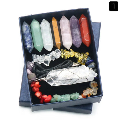 7 Chakras Reiki Stones Mineral Collection with Pendant Necklace