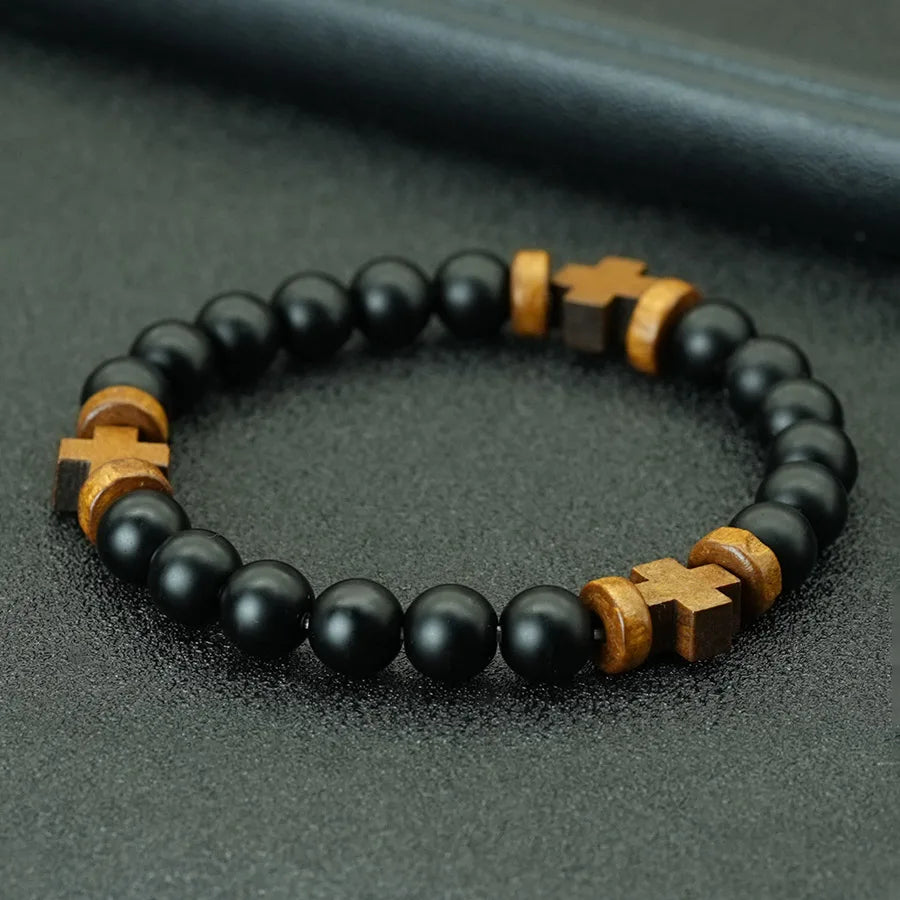 Natural Stone Prayer Rosary-Style Faith Bracelet