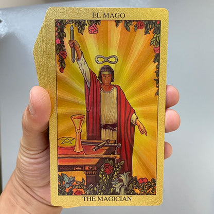 Spanish and English Golden Foil Tarot Cards Set