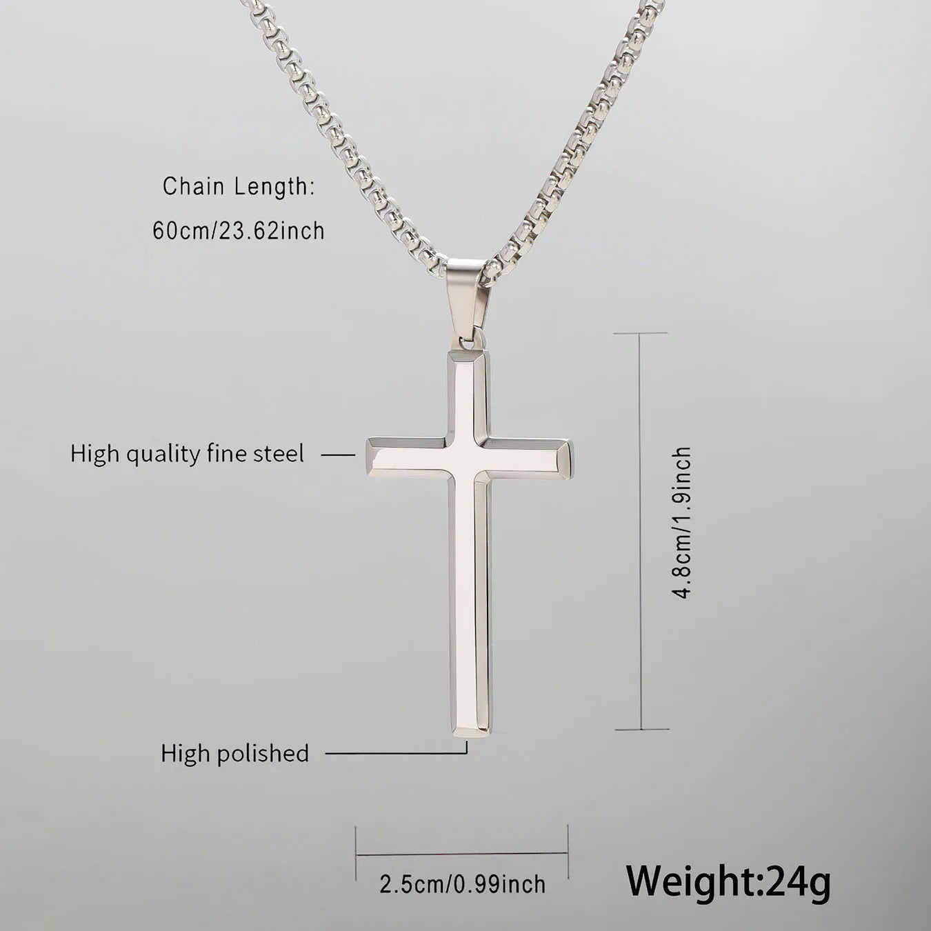 Stainless Steel Cross Pendant Necklace