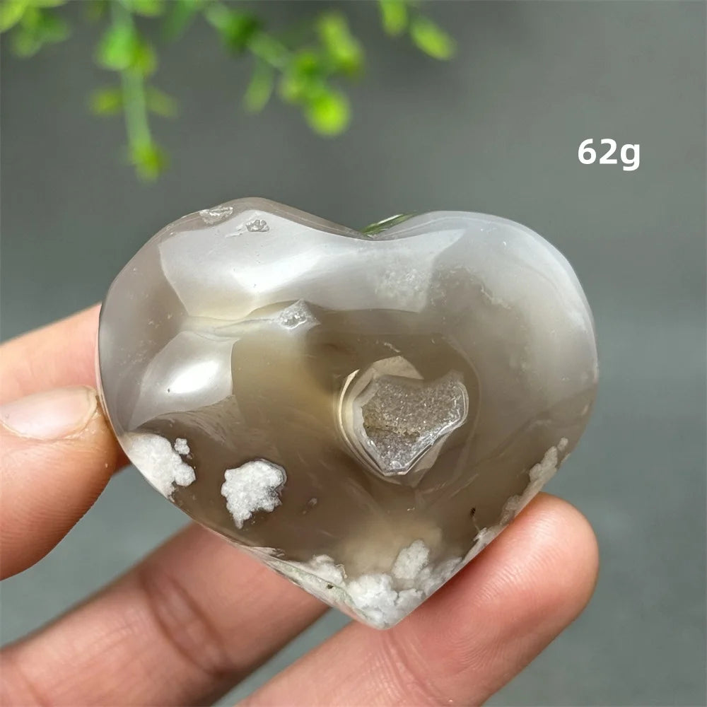 Natural Cherry Agate Heart-Shaped Crystal