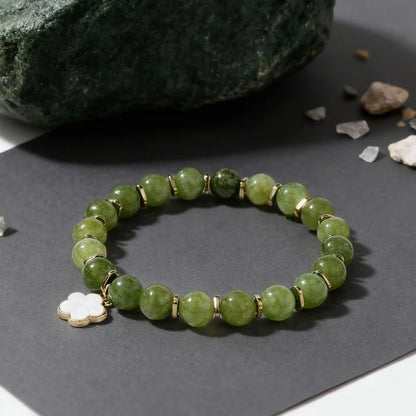 Natural Stone Olivine (Peridot) Petal Pendant Charm Bracelet
