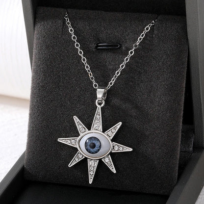 Zircon Turkish Evil Eye Moon Star Clavicle Chain