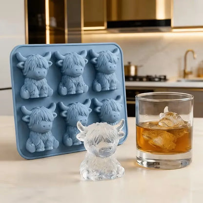 2-Piece Mini Highland Cow 3D Silicone Ice Mold Set