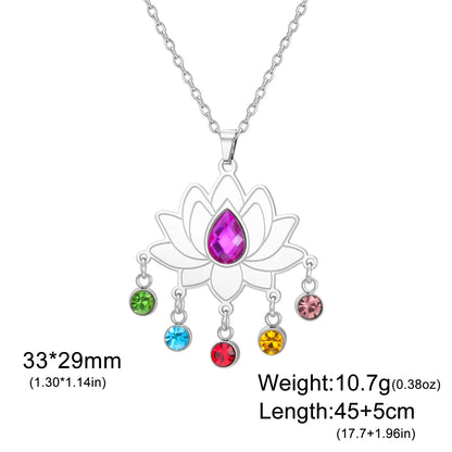 Gold-Plated 7 Chakra Lotus Flower Necklace