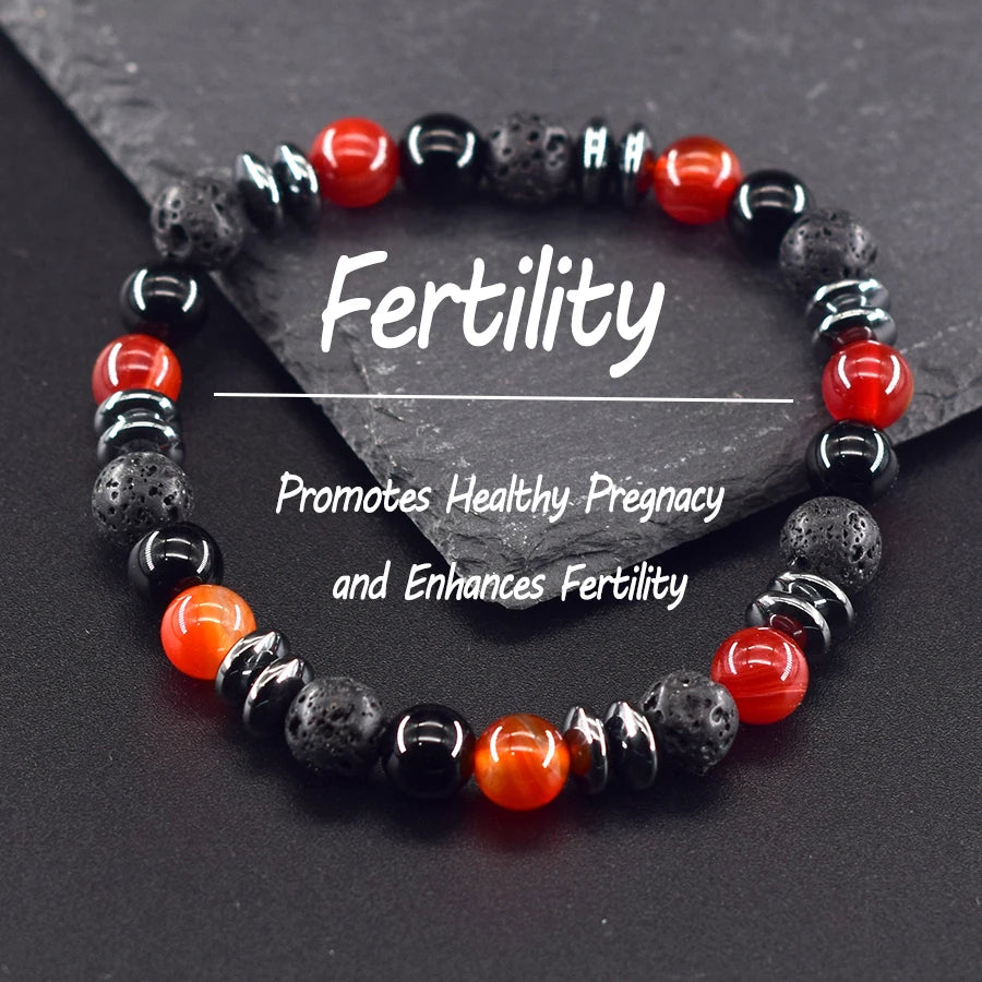 Classic Black Natural Labradorite and Volcanic Stone Beads Bracelet