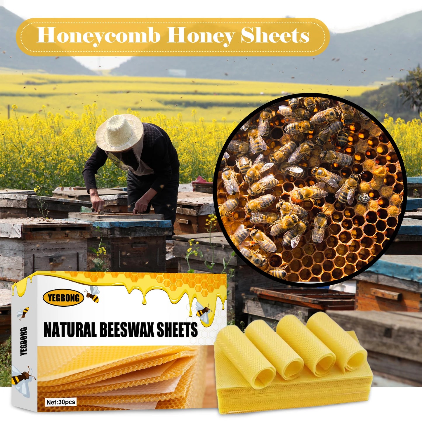 10-Piece Beeswax Honeycomb Foundation Sheet Set