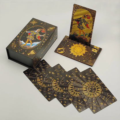 Luxe Finish Divinative Gold Foil Tarot Deck with Wooden Card Stand