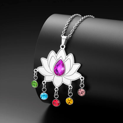 Gold-Plated 7 Chakra Lotus Flower Necklace