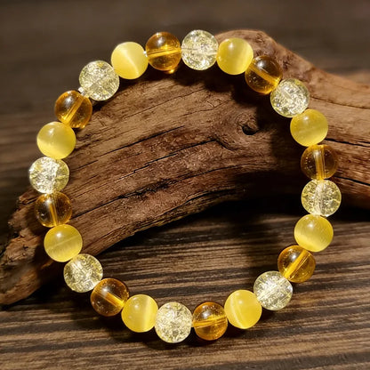 Handmade Natural Tiger's Eye and Yellow Agate Boho Bracelet