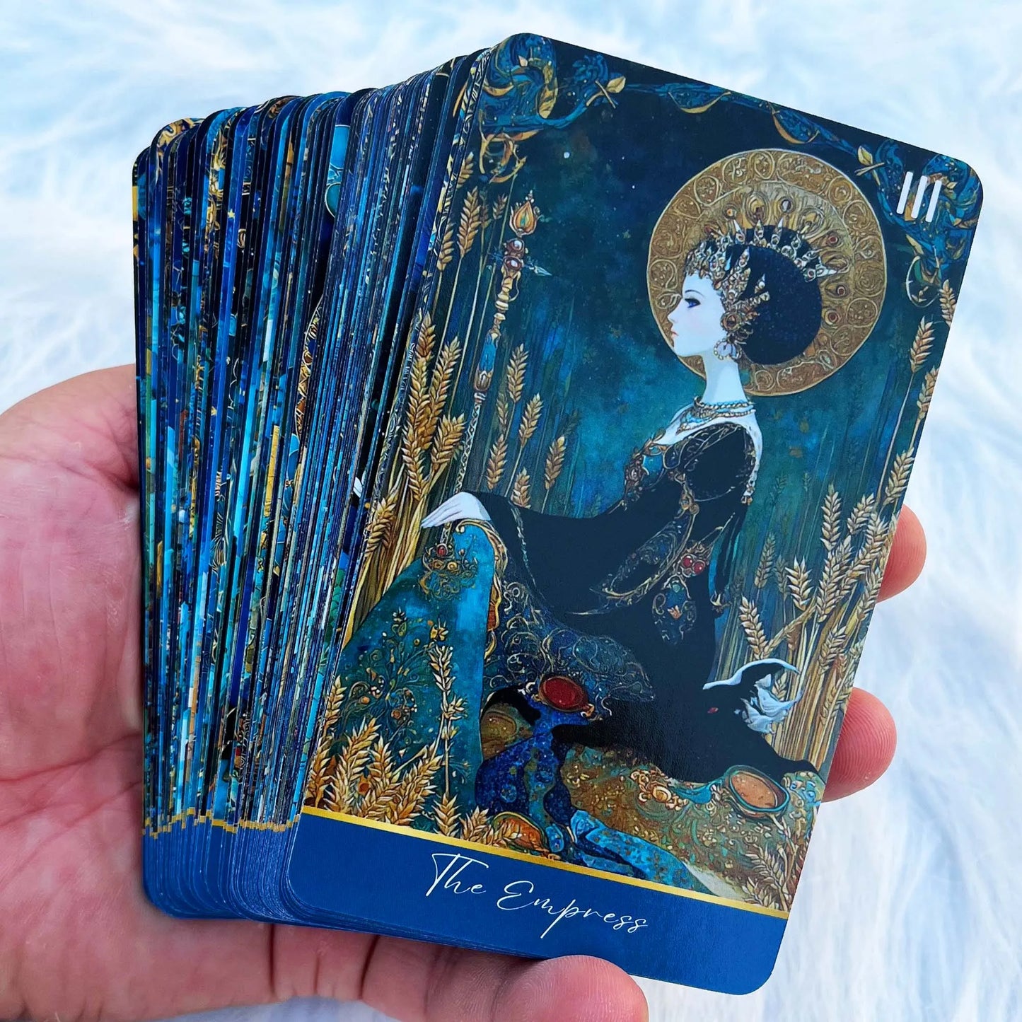 Azure Arcana Tarot Deck with Guidebook (78-Card English Set)