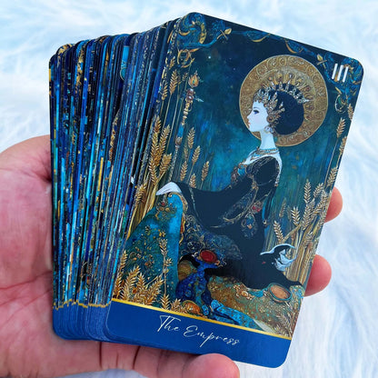 Azure Arcana Tarot Deck with Guidebook (78-Card English Set)