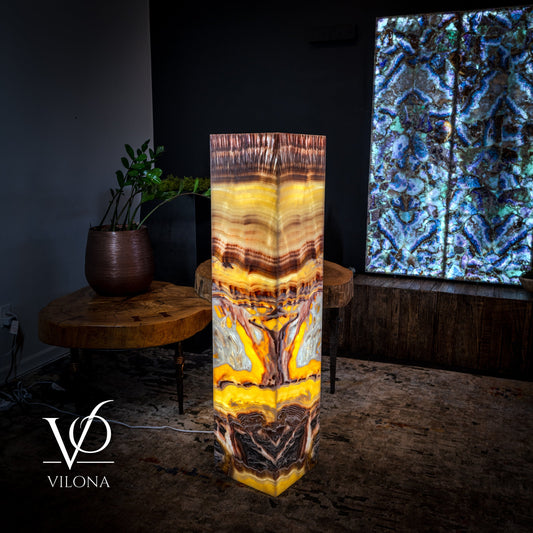 Golden Cloud Onyx Floor Lamp (Exotic Dragon Eye #2)