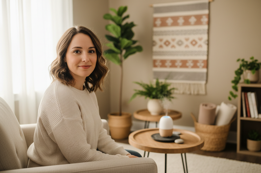 make a proffesional image of my headshot in a counseling setting for Readings like a spa area